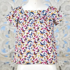 GAP Kids Size M (8) Girls Butterfly Print Short Sleeve Top 100% Cotton - Picture 1 of 6