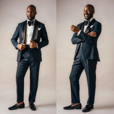 Business Men Suit Slim Fit Single Breasted Formal Prom Shawl Lapel Tuxedos Groom - Image 1 of 4