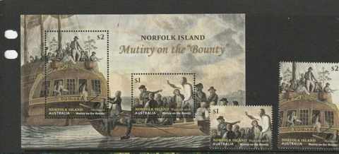 STAMPS NORFOLK IS 2019   BOUNTY  MUTINY ANNIV  SET & MINI SHEET  MUH Cover