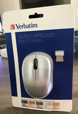 NEW SEALED Verbatim Mouse Blue LED Wireless f/PCs & Macs Silver/Black 99777 - Image 1 of 2