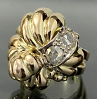 Victorian 14K Solid Gold & Old Rose Cut Diamond Ring Size M  -  6