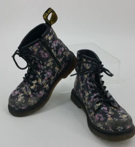 Dr Martens Floral Flower Kids Air Wair Ankle Zipper Boots Size 9 US Brooklee - Picture 1 of 13