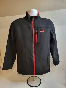Puma Black Zip Up Jacket Boys Yourh Size Large Red Accent W/ Pockets  - Picture 1 of 14