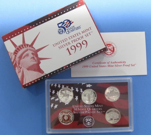 1999 Silver State Quarter 5pc Proof Set - with box and coa Cover