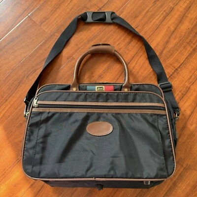 "Maleta Lark vintage con adornos de cuero 3 secciones, equipaje de mano expandible, fin de semana 17""" Foto 1 de 4