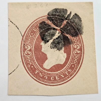 US Cut Square Sc U260x3, 2c brown on white, fancy cancel, Used CV$11.50 (504C89) - Image 1 of 2