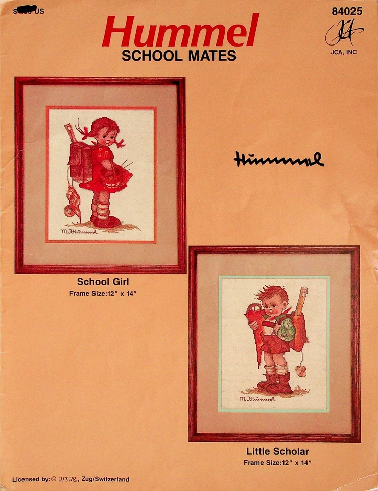 Hummel School Mates School Girl Scholar Frames Cross Stitch Pattern By Zug JCA - Image 1 of 2