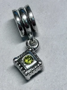 Authentic Pandora Sterling Silver Bracelet Charm Dangle Peridot Bead 2.6g - Picture 1 of 4