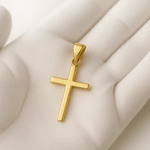 9ct Yellow Gold on Silver Crucifix Cross Pendant 30mm x 18mm - Picture 1 of 4