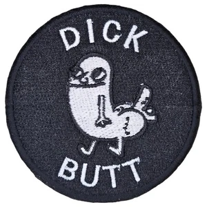 DICK BUTT CIRCLE BADGE SWAT BLACK TRIM FUNNY TACTICAL MILITARY HOOK MORALE PATCH - Picture 1 of 2