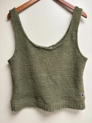 Champion Women’s Green Fuzzy Cozy Sleeveless Tank Top T-Shirt lounge  - Image 1 of 4
