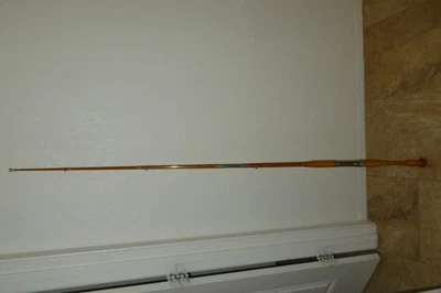 VINTAGE MONTEREY MONTAGUE CAÑA DE BARCO DE BAMBÚ CON MANGO DE MADERA Y 4 OJALES MUY BONITA Foto 1 de 4