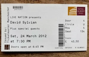 DAVID SYLVIAN TOUR TICKET - LONDON - ALBERT HALL 2012 - Bild 1 von 1