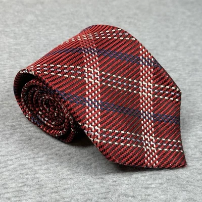 Robert Talbott Nordstrom Red Plaid Silk Tie Hand-Sewn, Made in USA Vintage - Image 1 of 4