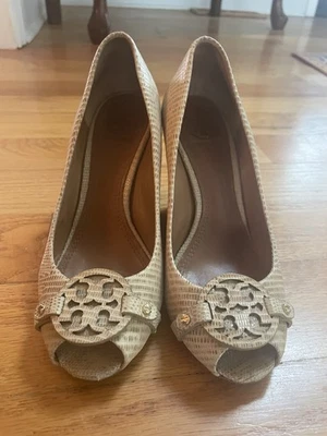 Tory Burch Sally Peep-Toe Wedge Size 6.5 - Image 1 of 4