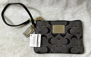 Original Coach Mohnblume Geldbörse Tasche - Schwarz mit Silber - Hängeetikett - Neu mit Etikett! - Bild 1 von 7