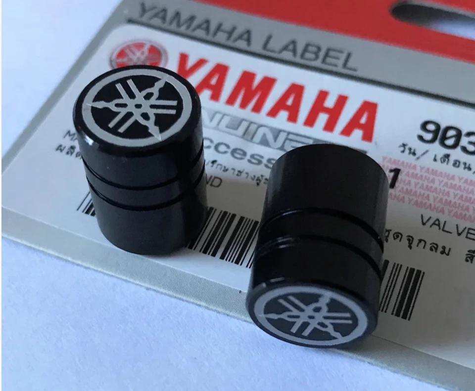 YAMAHA MOTORCYCLE QUAD TYRE WHEEL VALVE DUST CAP SET OF TWO HALF PLAIN BLACK - Image 1 of 1
