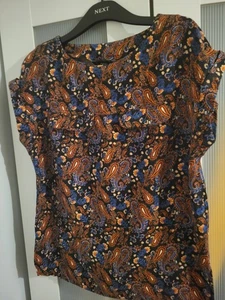 Womens Next Short Sleeve Paisley Pattern Top Size 10 Very Good Condition - Picture 1 of 10
