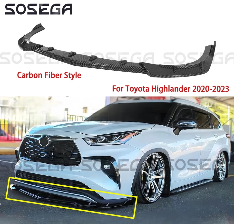 For Toyota Highlander 2020-2023 XLE LE Carbon Front Bumper Lip Spoiler Protector - Image 1 of 4