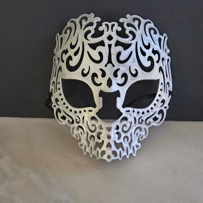 Filigree Mask Venetian Masquerade Mardi Gras Costume Party Mask Silver - Image 1 of 4