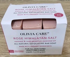 Olivia Care Rose Himalayan Salt Exfoliating Bar Soap, Natural, 3 Bars, 5 oz each - Picture 1 of 3
