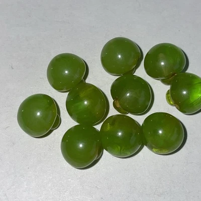 10 Marbelized Green Bakelite Vintage Self Shank Buttons 3/8” - Image 1 of 4