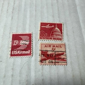 Vintage United States 5,8,13 Cent US Air Mail Postage Stamps Airplane Red Lot 3 - Picture 1 of 2