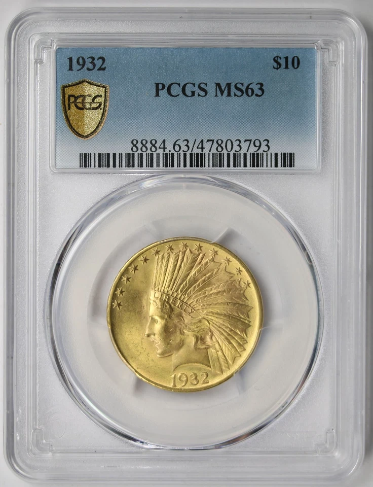1932 Indian Head Eagle Gold $10 MS 63 PCGS Secure Shield - Image 1 of 4