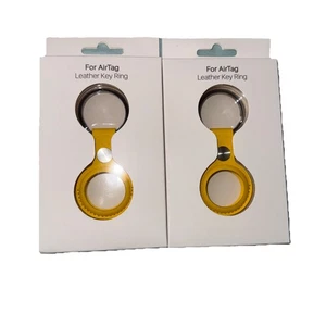 2x Llavero Apple AirTag Cuero Amarillo - Imagen 1 de 2