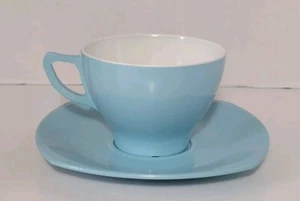 Vintage Argosy Ware Melmex Melanine Melmac Tea Cup Saucer Blue Coffee England - Picture 1 of 10