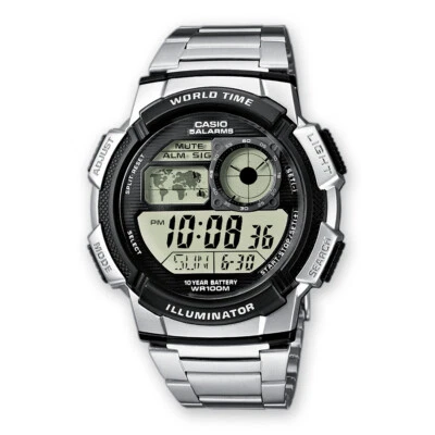 Orologio CASIO AE-1000WD-1AVDF Digitale Acciaio Chrono Fusi Orari Alarm DD - Immagine 1 di 4