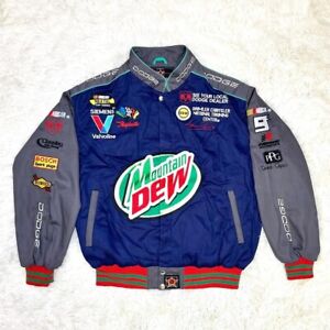 JH DESIGN Racing Jacket Mountain Dew Navy Blue Gray Size L
