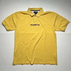 Vintage 90s Tommy Hilfiger Athletics Polo Shirt Short Sleeve Yellow Sz XXL - Picture 1 of 6