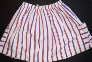 NWT GYMBOREE WHITE BLUE RED STRIPED SKIRT POCKETS DRAWSTRING WAIST SIZE L 10-12 - Picture 1 of 4
