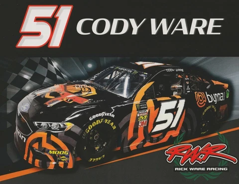 2019 Cody Ware Byrna Ford Fusion NASCAR MENCS postcard Cover