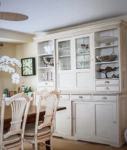 Vintage Distressed French Breakfront Cabinet - Picture 1 of 6
