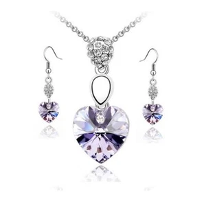 Moda Para mujeres Cadena de Piedras Preciosas Violeta Corazón Collar Colgante Joyería Reino Unido - Imagen 1 de 4
