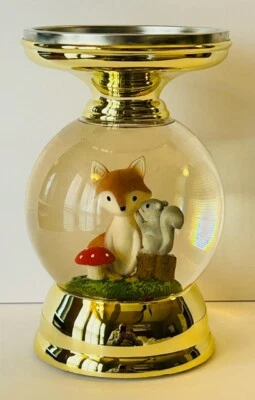 Bath & Body Works FOX & SQUIRREL WATER GLOBE Pedestal 3-WICK Candle Holder  NEW - Image 1 of 2