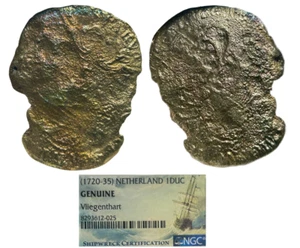 1720-35 Netherland 1 Ducaton Silver Rider Vliegenthart Shipwreck NGC Graded #025 - Picture 1 of 10