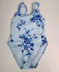 Nwt Girls Cupshe Bathing Suit NWT Size 4 Blue Color W/ Blue Floral Design - Picture 1 of 9