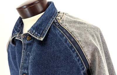 Vtg 80s JORDACHE Men's L  Denim Bomber Jacket Convertible Vest HONG KONG ~ EUC* - Image 1 of 4