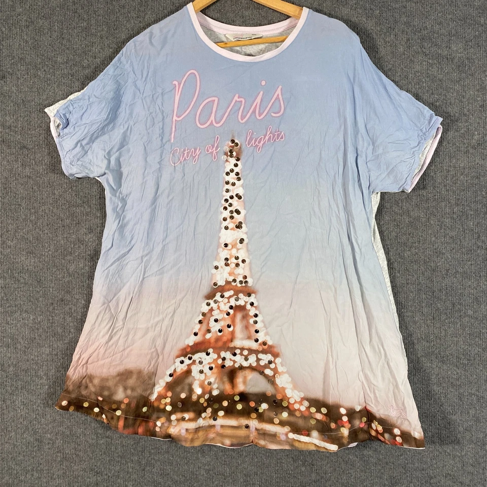 Peter Alexander Pyjama Dress Womens XS / S Nightie Paris Eiffel Tower Sequins - image 1 of 4