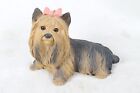 Vintage Shih Tzu Yorkshire Terrier Dog Figurine Collectable Animal Pink Bow Rare
