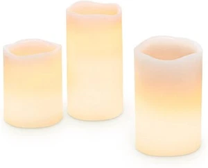 LED Kerzen aus Echtwachs - 3er Set mit flackernder Flamme 10 / 7 / 5,5cm - Bild 1 von 3