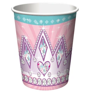 Princess Party Supplies Cups 8Pk Pink Purple Girl  Birthday Tableware Tiara  - Picture 1 of 2