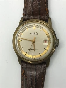Armbanduhr RUHLA Antimagnetic-Datum-Handaufzug-Ø33mm-LÄUFT! DAU/HAU - Foto 1 di 5