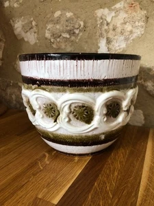 Vintage Plant Pot Mid Century Italian Carved Planter Studio Art Pottery VGC - Picture 1 of 9