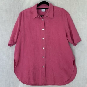 Capture Linen Blend Button-Up Shirt Pink Short Sleeve Size L - Bild 1 von 8