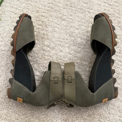 Sandalias Sorel JOANIE NORI de lona con cuña y correa al tobillo para mujer 9,5 CAMO Foto 1 de 4