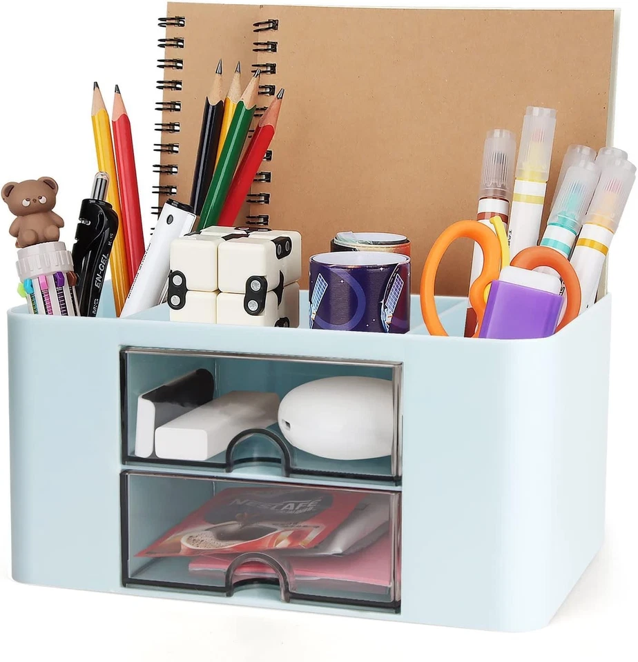 Schreibtisch Organizer mit 4 Fächern und 2 Schubladen – Büro Organizer für Stift - Bild 1 von 4